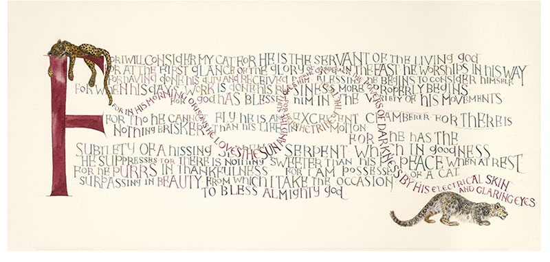 My Cat Geoffrey:   Calligraphy art print